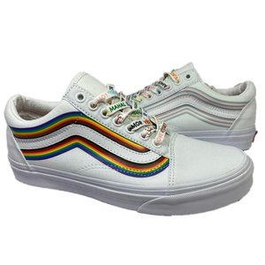 Vans Old Skool Pride Low Top White Leather Canvas Shoes